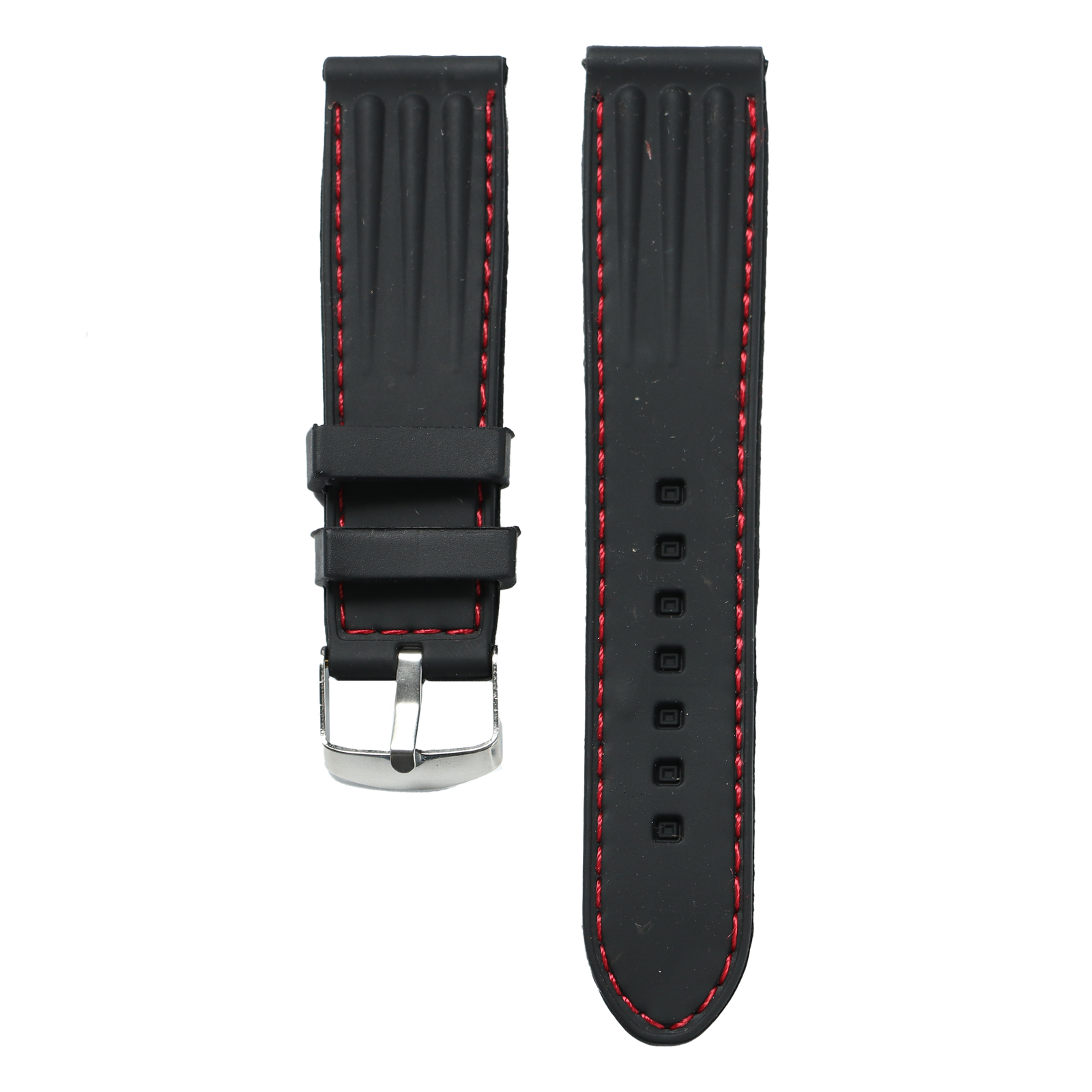 MS24.22.106-PULSO SILICONA NEGRO HILO ROJO #22