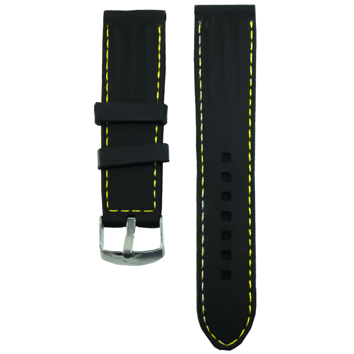 MS24.22.110-PULSO SILICONA NEGRO HILO AMARILLO #22