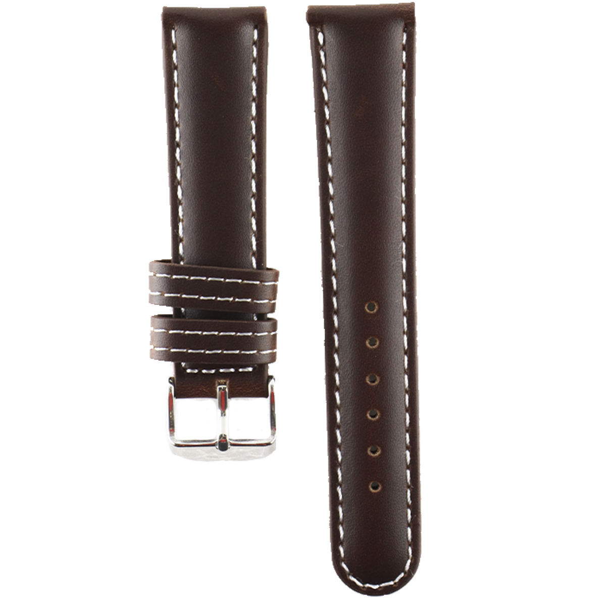 P025SC.14.222-PULSO PEGASO CUERO MARRON PISA PULSO ANCHO HILO BLANCO#14