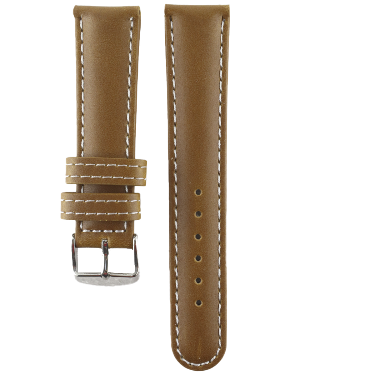 P025SC.14.322-PULSO PEGASO CUERO TAN PISA PULSO ANCHO HILO BLANCO#14