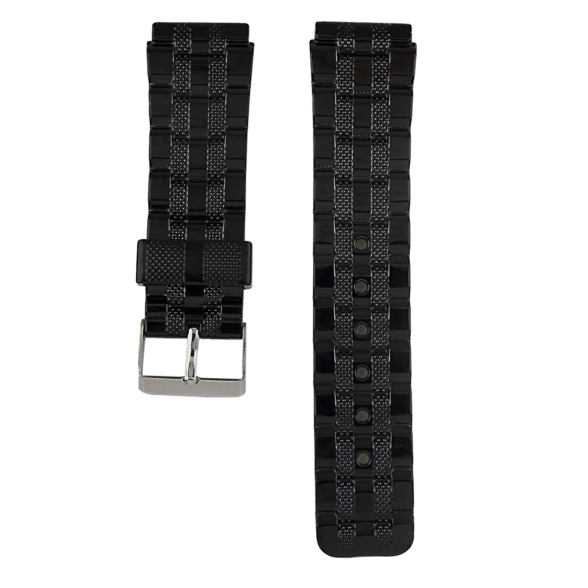 P3343S.22.1-PULSO PVC NEGRA HEBILLA PLATEADA #22