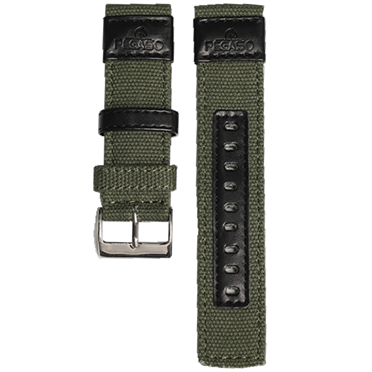 PL558S.22.1101-PULSO PEGASO NYLON CUERO VERDE NEGRO#22