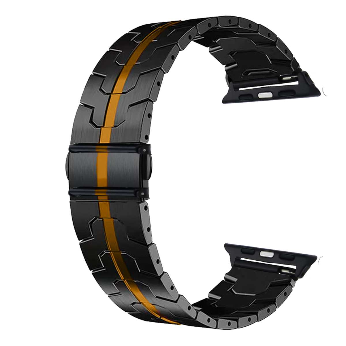 SABK18.22X35-PULSO ACERO PAVONADO FRANJA DORADA # 22X35 MM