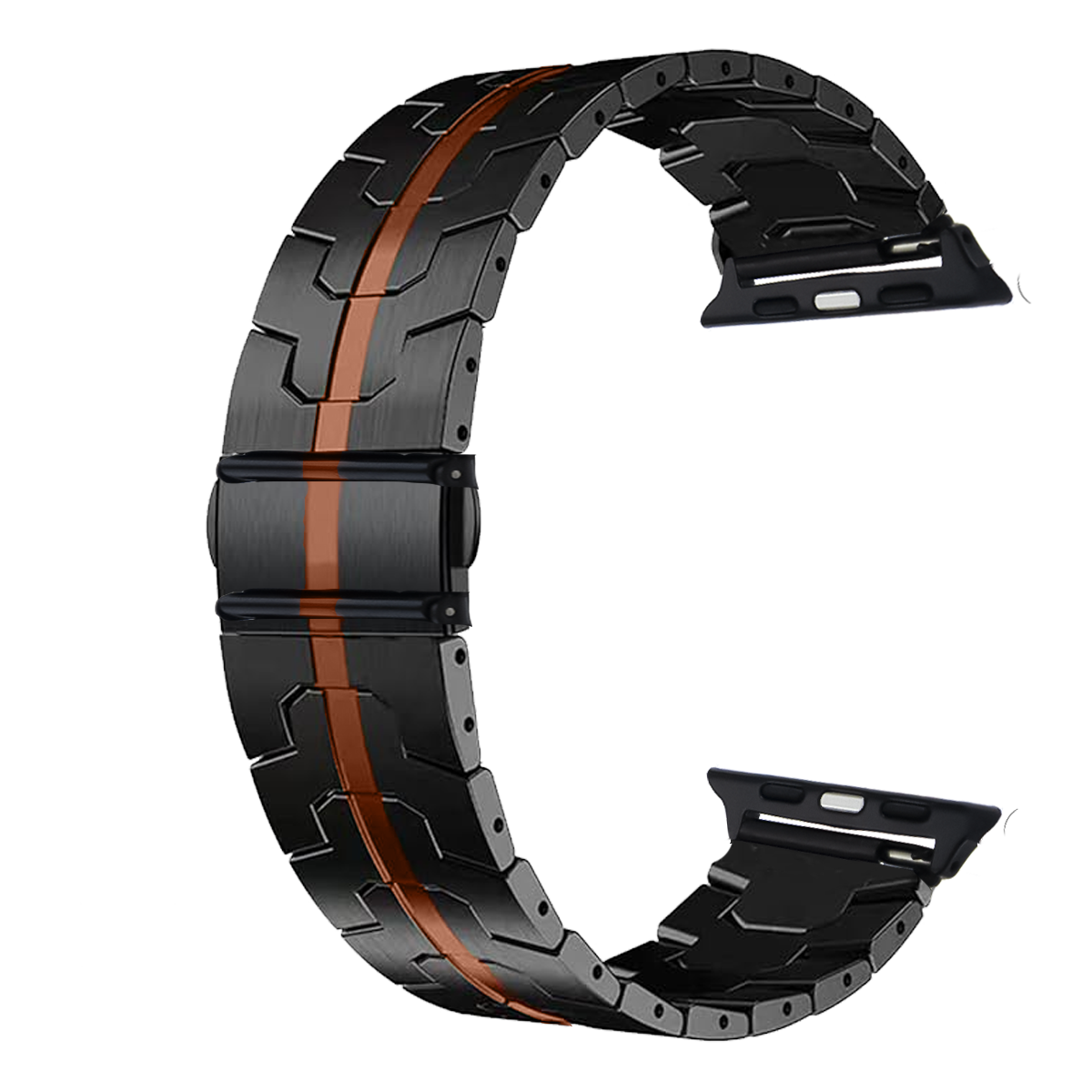 SABK19.22X35-PULSO ACERO PAVONADO FRANJA NARANJA # 22X35 MM