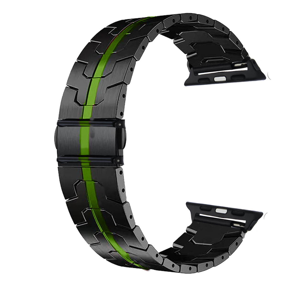 SABK21.22X35-PULSO ACERO PAVONADO FRANJA VERDE L. # 22X35 MM