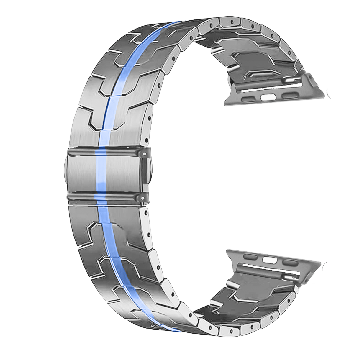 SAS9.22X35-PULSO ACERO FRANJA AZUL TURQUEZA # 22X35 MM