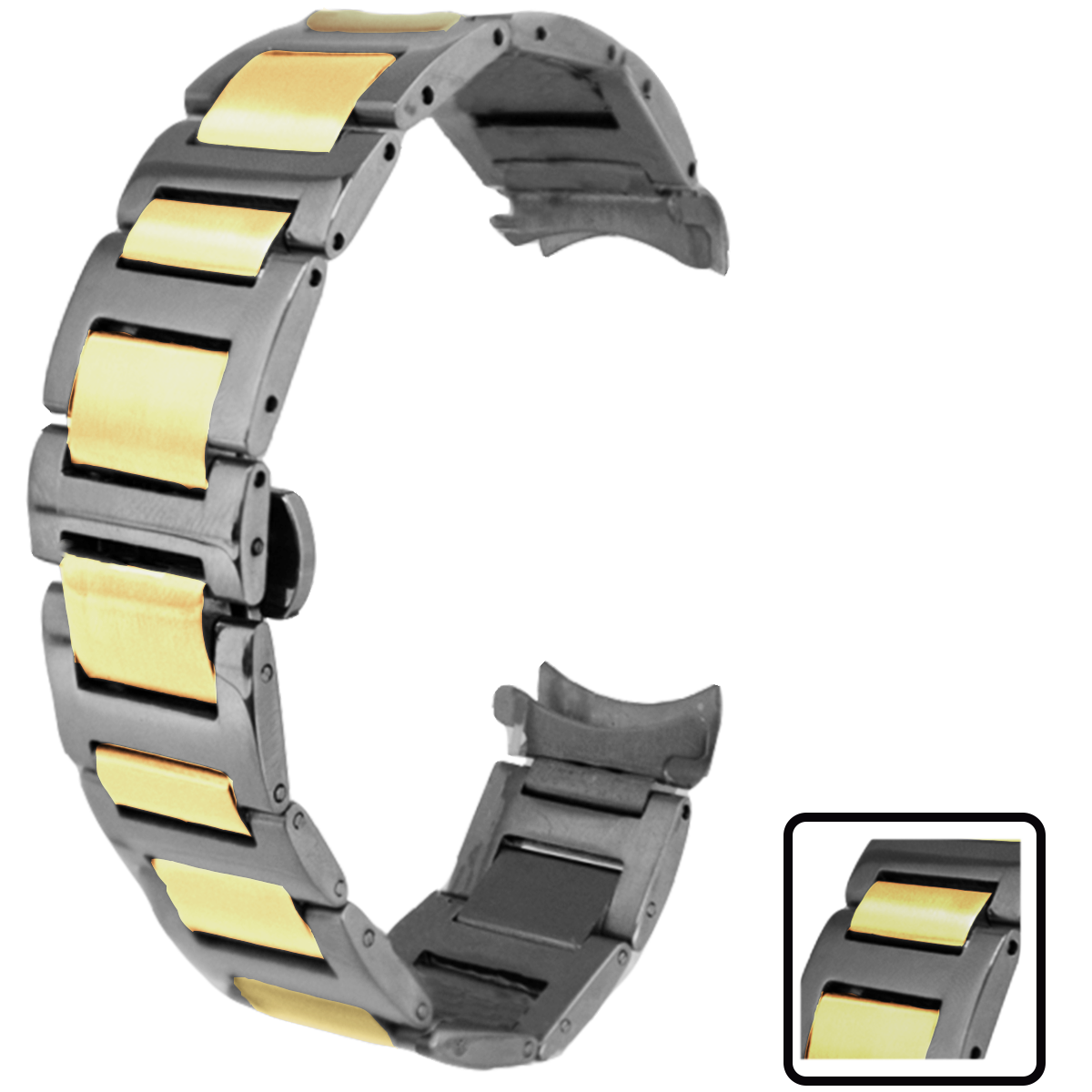 ST001SG.26-PULSO METAL ACERO SOLIDO BICOLOR DORADO