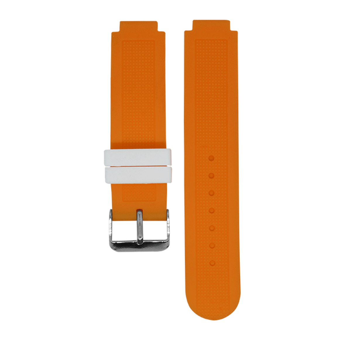 ST03.14.1922-PULSOS SILICONA DOBLE COLOR NARANJA-BLAN