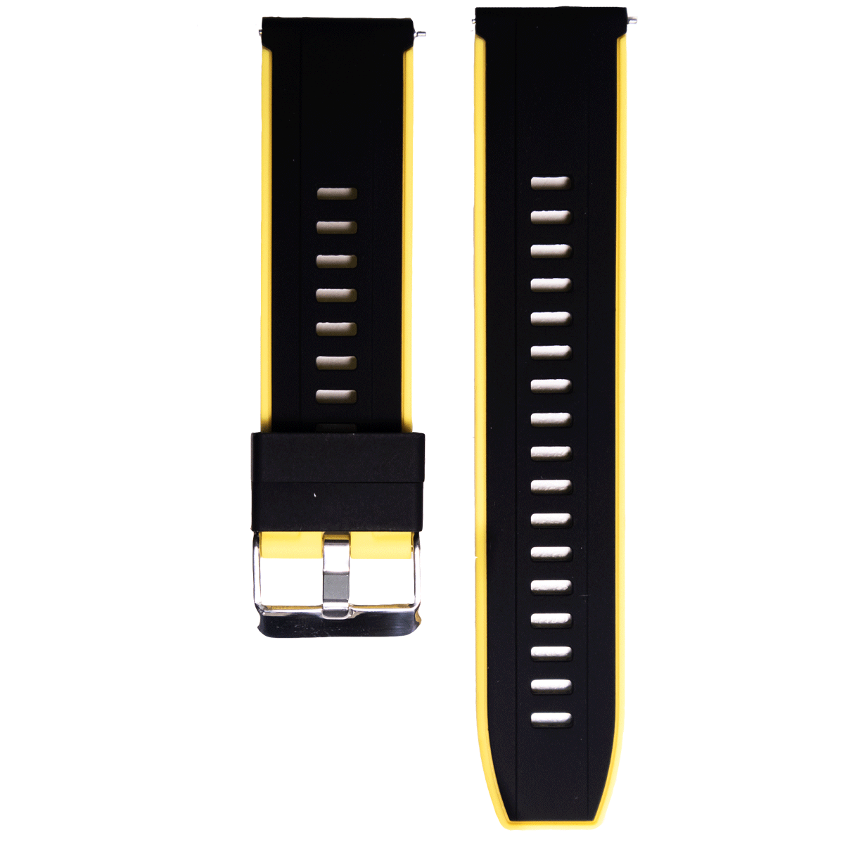 502SK.20.0110-PULSO SILICONA CON PASADOR NEGRO CON AMARILLO # 20