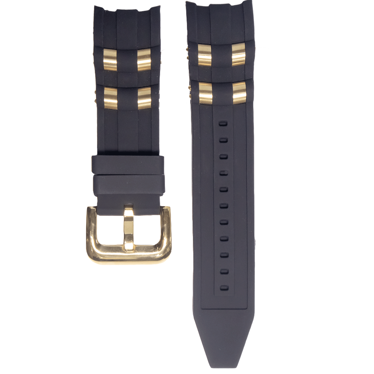 J8154GSK.26.0118-PULSO SILICONA INV.NEGRO APLIQUE DORADO #26