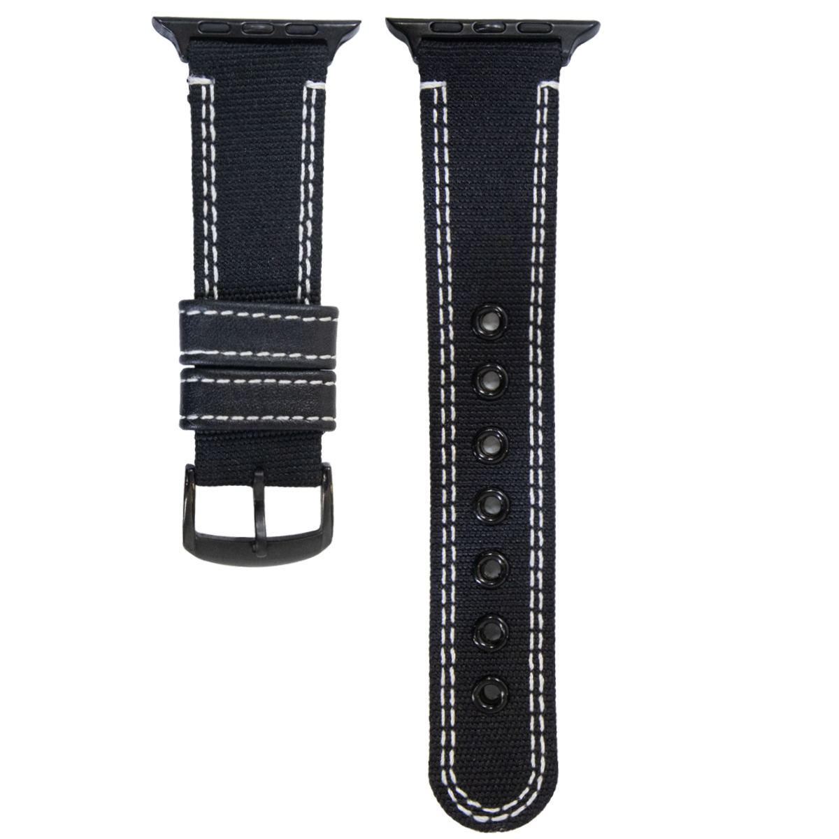 PNYC5ABK.20X35.122-PULSO PEGASO NYLON CUERO NEGRO HILO BLANCO # 20X35