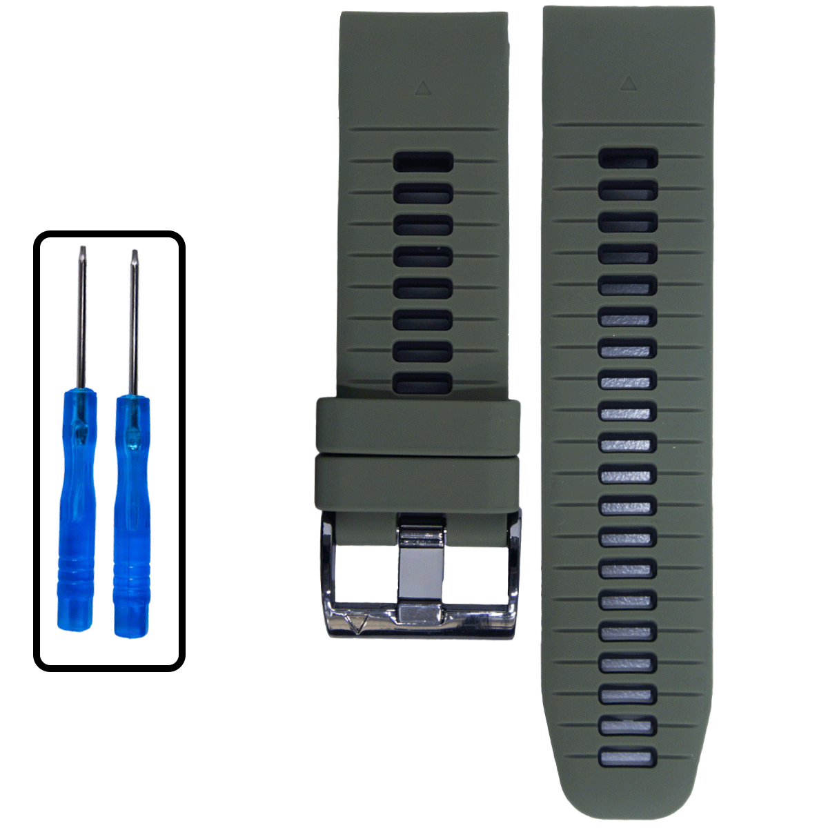 GM002BK.22.1101-PULSO SILICONA GM. VERDE MILITAR NEGRO  #22