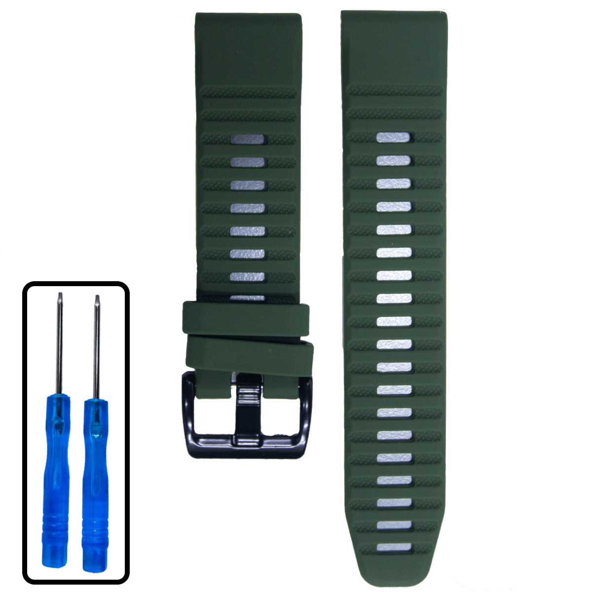 GM003BK.22.11-PULSO SILICONA GM. VERDE MILITAR #22