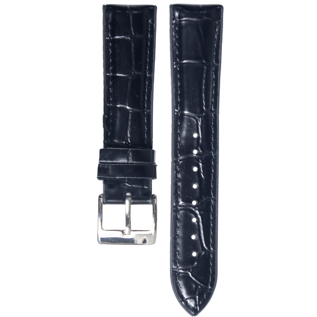 P888SC.20.101-PULSO PEGASO CUERO LAGARTO Y SILICONA NEGRO H. NEGRO # 20