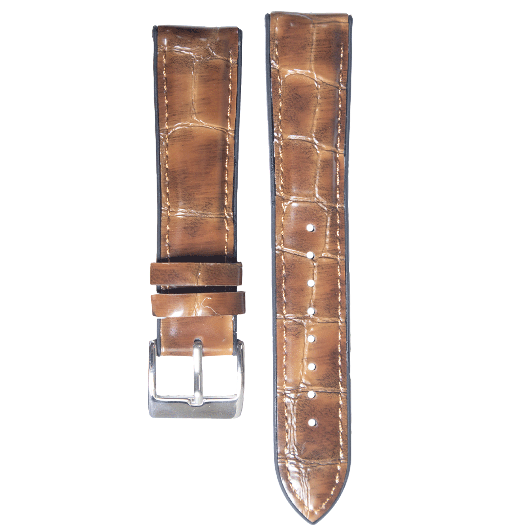 P889SC.20.202-PULSO PEGASO CUERO CULEBRA Y SILICONA MARRON H. MARRON # 20