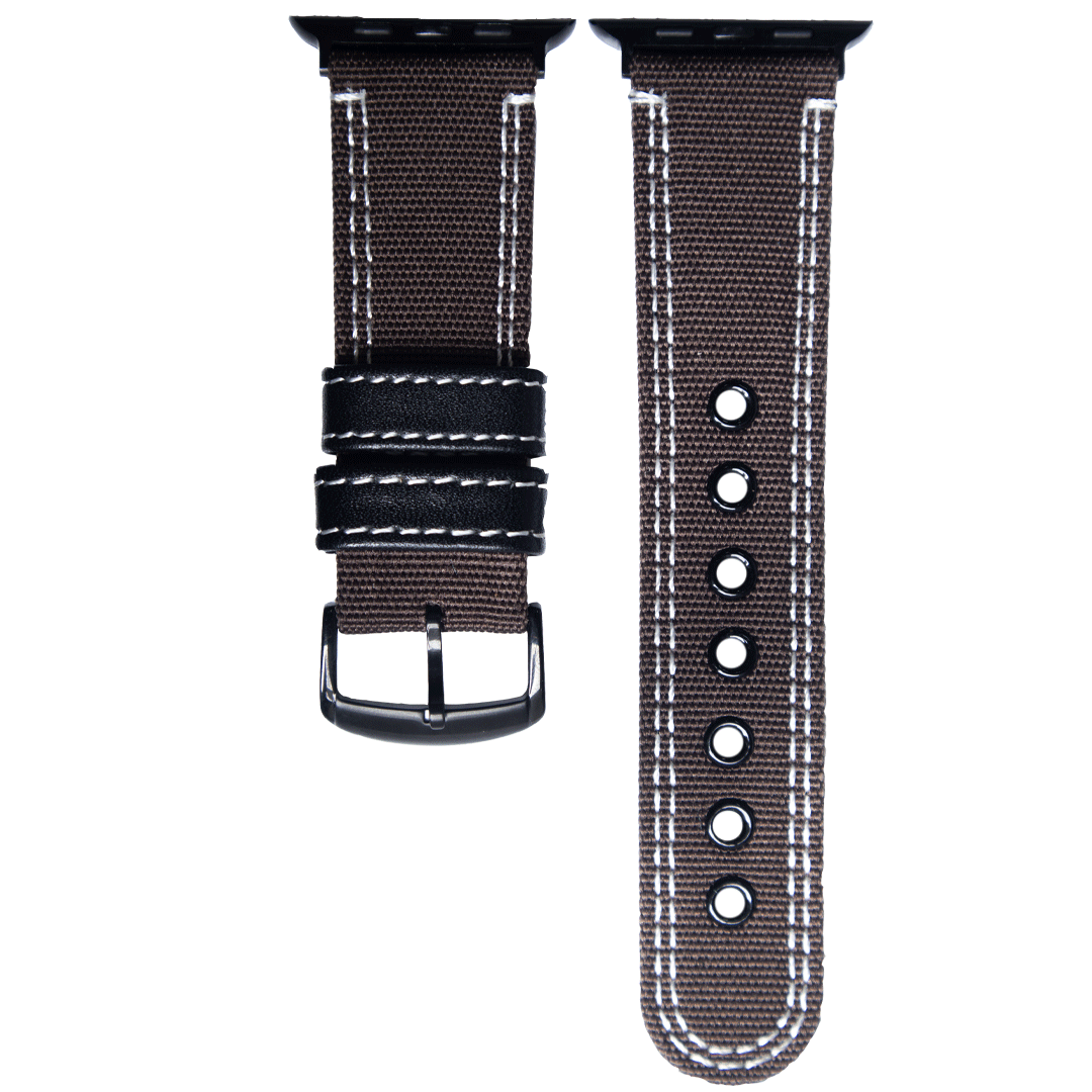 PNYC5ABK.20X35.222-PULSO PEGASO NYLON CUERO MARRON HILO BLANCO # 20X35