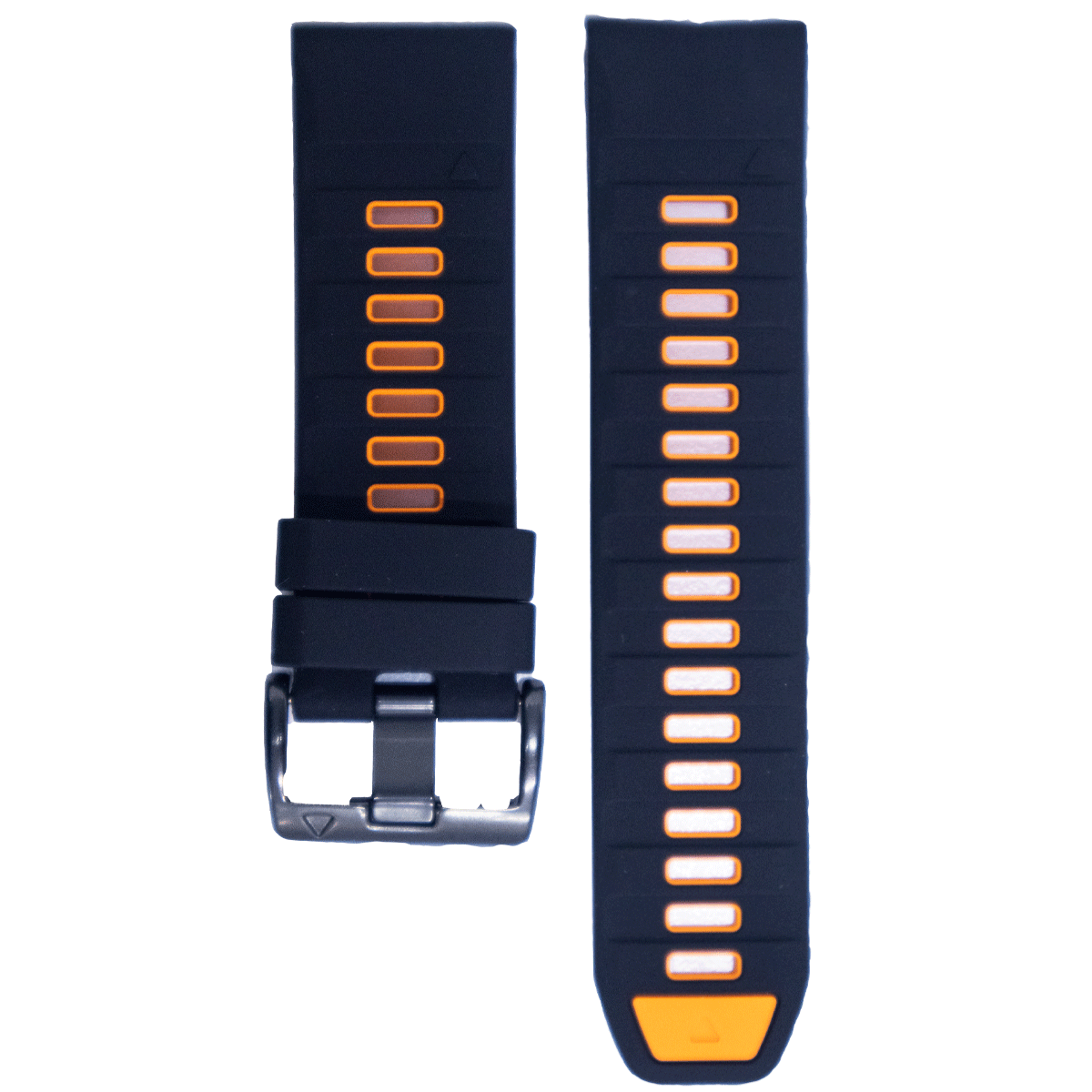 F8BK.22.0119-PULSO SILICONA GM. NEGRO CON NARANJA #22