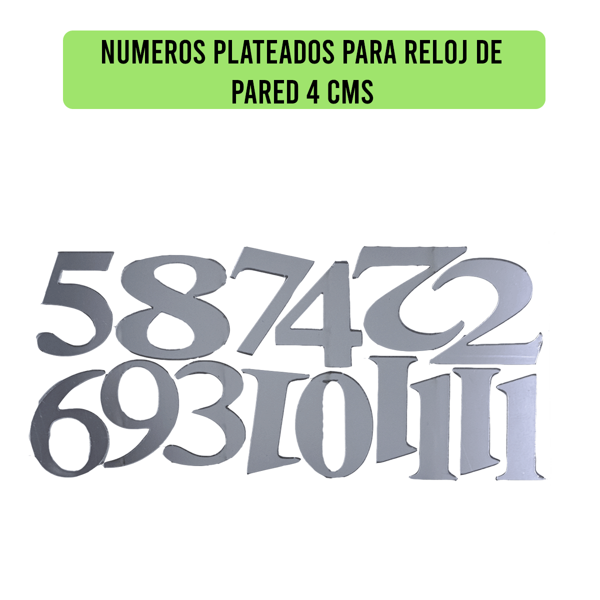 JG4NS.4-NUMEROS PLATEADOS PARA RELOJ DE PARED 4 CMS
