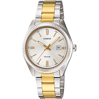 LTP-1302SG-RELOJ CASIO P/M ACERO CALENDARIO DAMA-7AVD