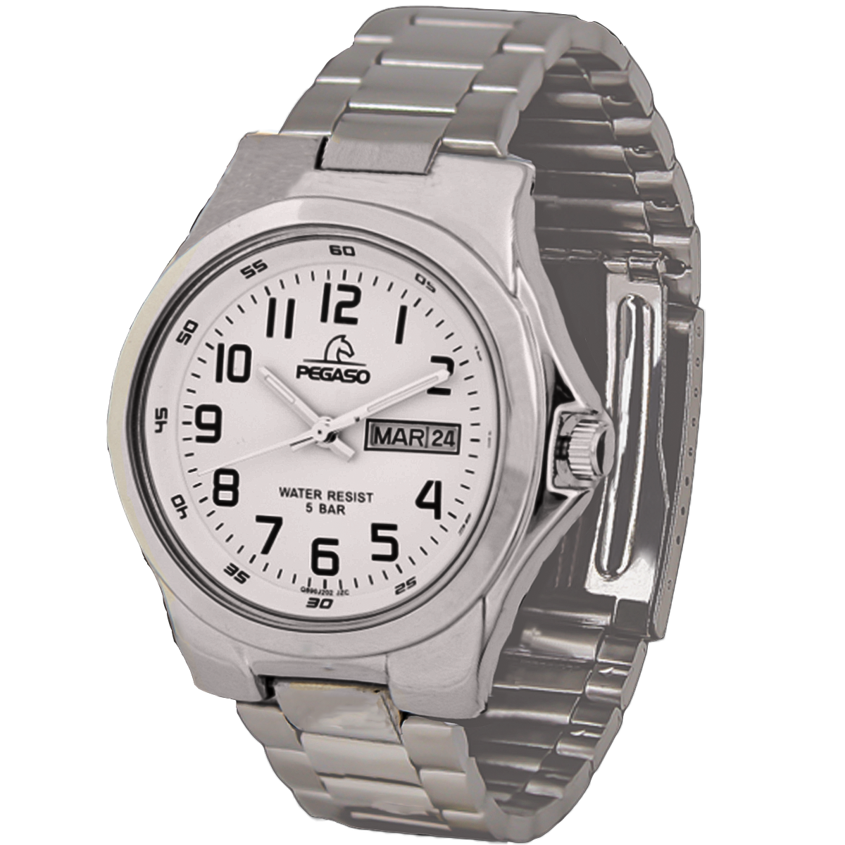 P6462S-RELOJ PEGASO METALICO PLATEADO D/CALEND.-072202C