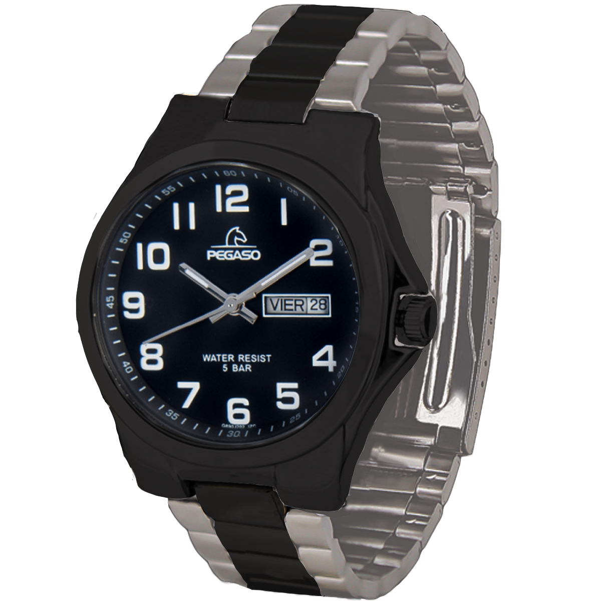 P6462SBK-RELOJ PEGASO P/M BIC. PAVONADO D/CALEND.-07012C