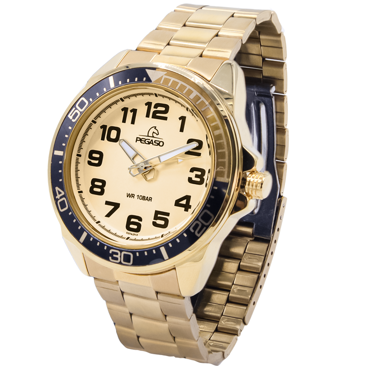 P6695G-RELOJ PEGASO P/M ACERO DORADO HOMBRE CON BISEL-181804A