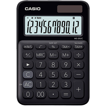 MS-20UC-CALCULADORA CASIO DE ESCRITORIO 12 DIGIT-BK