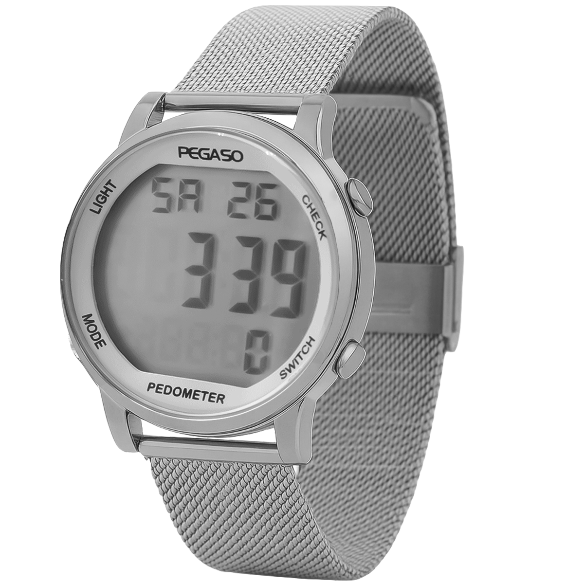 P2306S-RELOJ PEGASO DIGITAL ILLUMINATOR ACERO MALLA-M0707