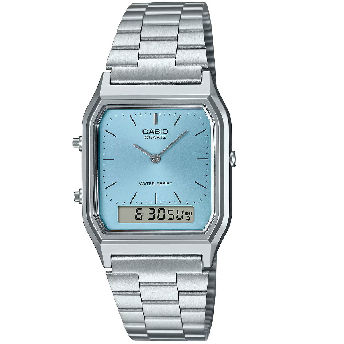 AQ-230A-RELOJ CASIO DOBLE HORA METALICO-2A1MQYDF