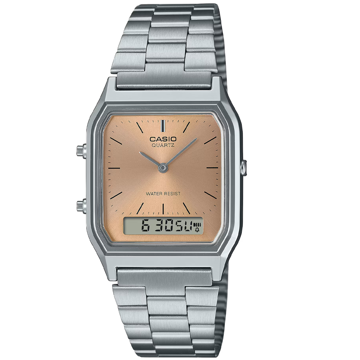 AQ-230A-RELOJ CASIO DOBLE HORA METALICO-4AMQYDF