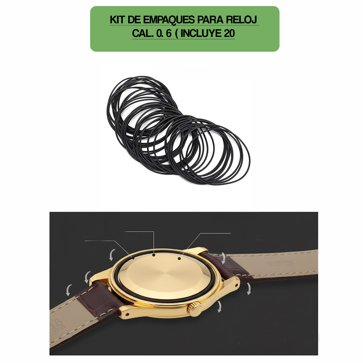 F20.06.20X20-KIT DE EMPAQUES PARA RELOJ CAL. 0. 6 ( INCLUYE 20 PQ. X 20 UNID. MIX)