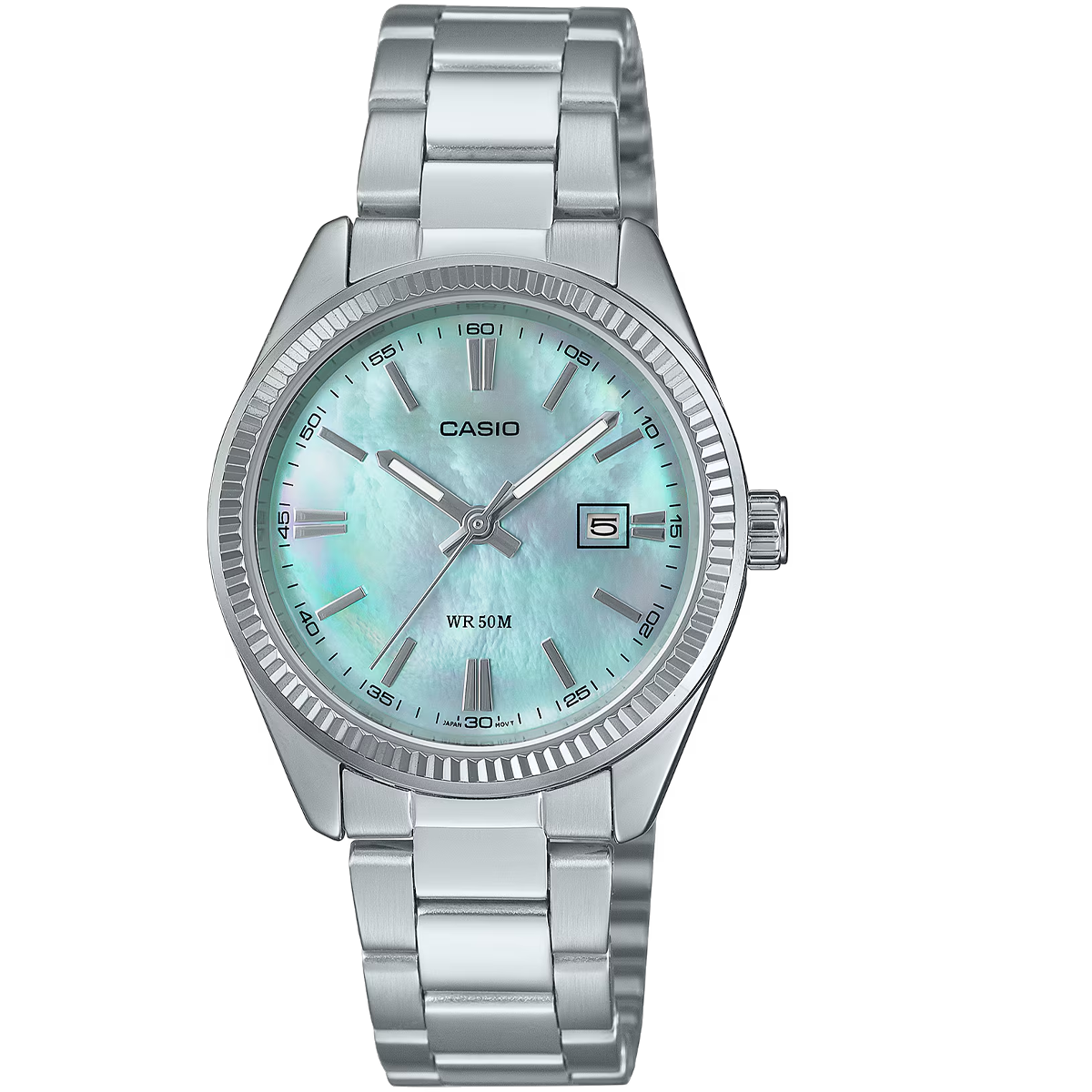 LTP-1302DS-RELOJ CASIO P/M ACERO CALENDARIO DAMA NACARADO-2AVDF