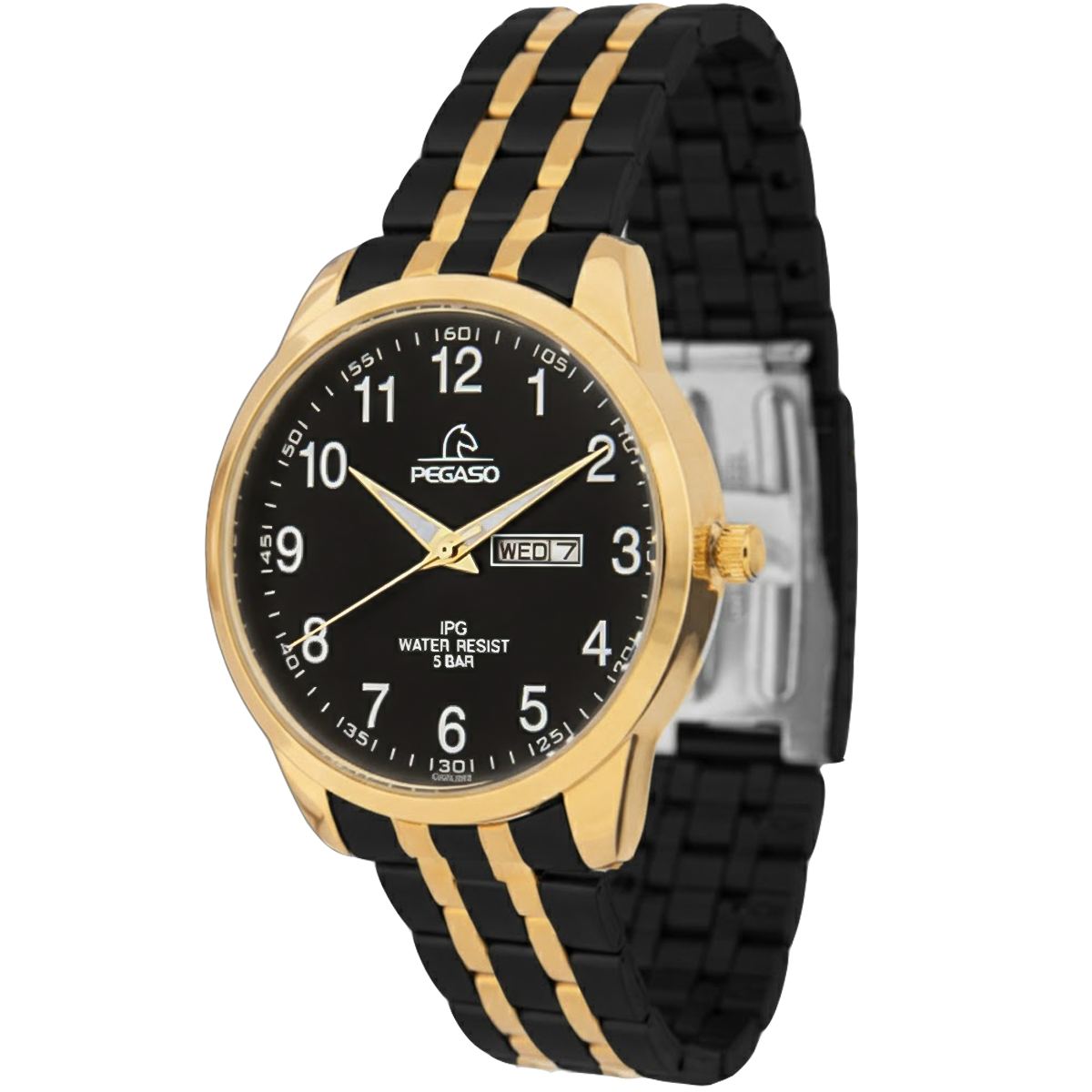 P6587GBK-RELOJ PEGASO METALBICOLOR PAVONADO D/CALENDARIO-180104C