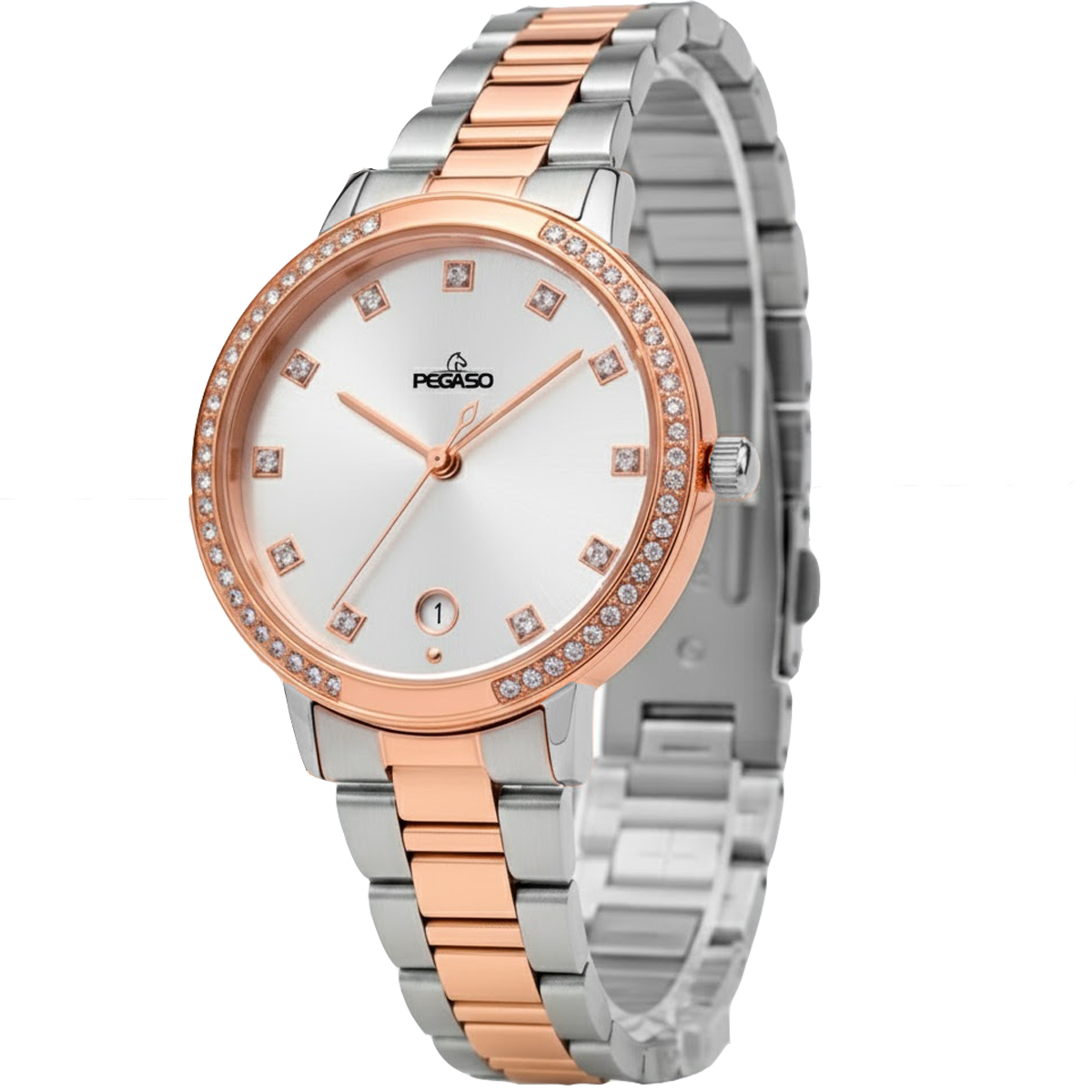 P6694SRG-RELOJ PEGASO P/M BICOLOR CALENDARIO DAMA-070701B