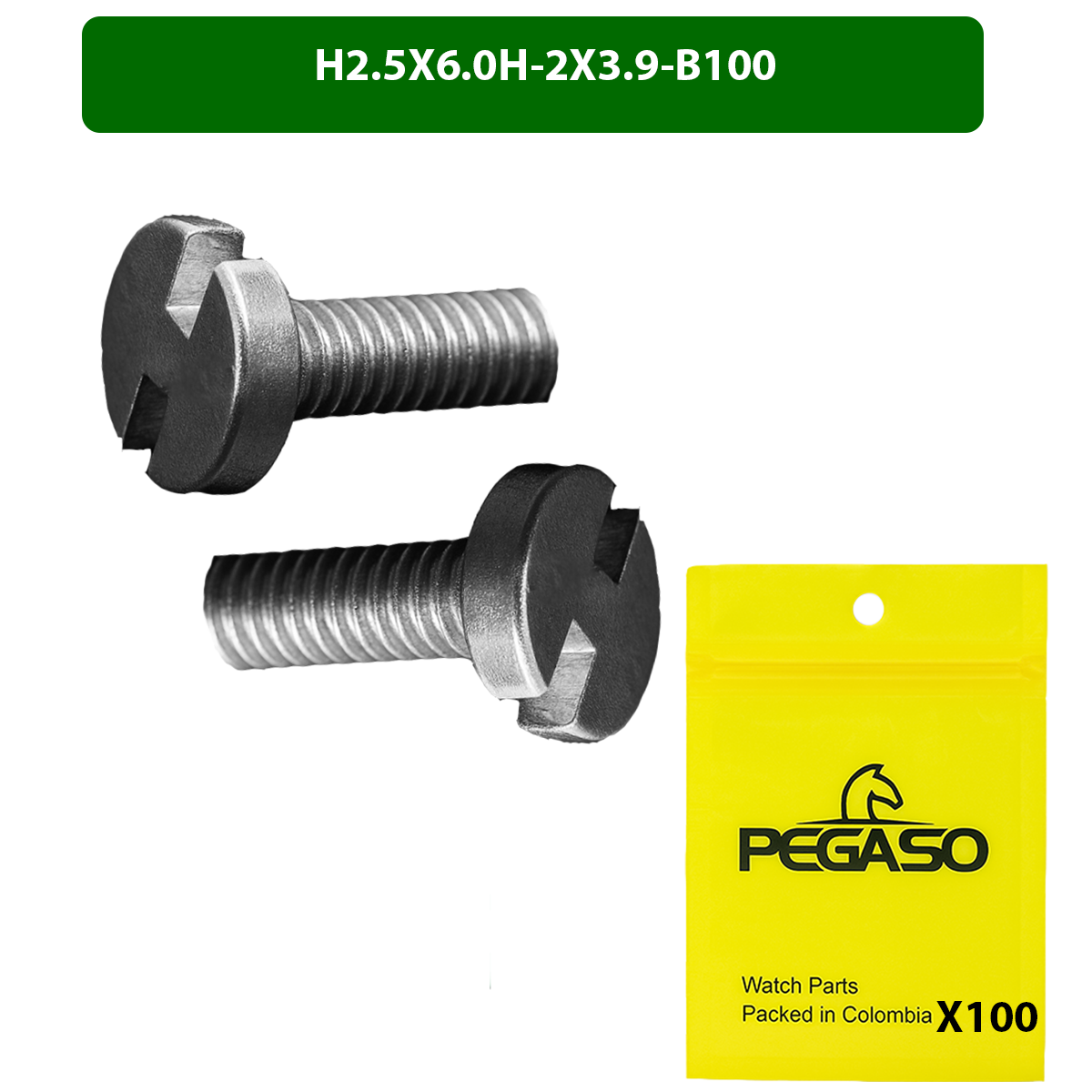 H2.5X6.0H-2X3.9-B100-TORNILLOS DE ACERO PARA HB 2.5X6.0H-2X3.9 PAQUETE POR 100 UNIDADES