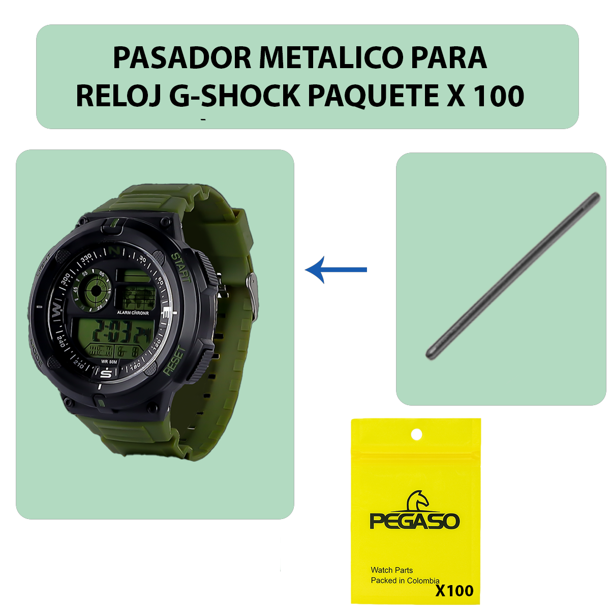 MP1828-B100-PASADOR METALICO PARA RELOJ G-SHOCK PAQUETE X 100 UNIDADES