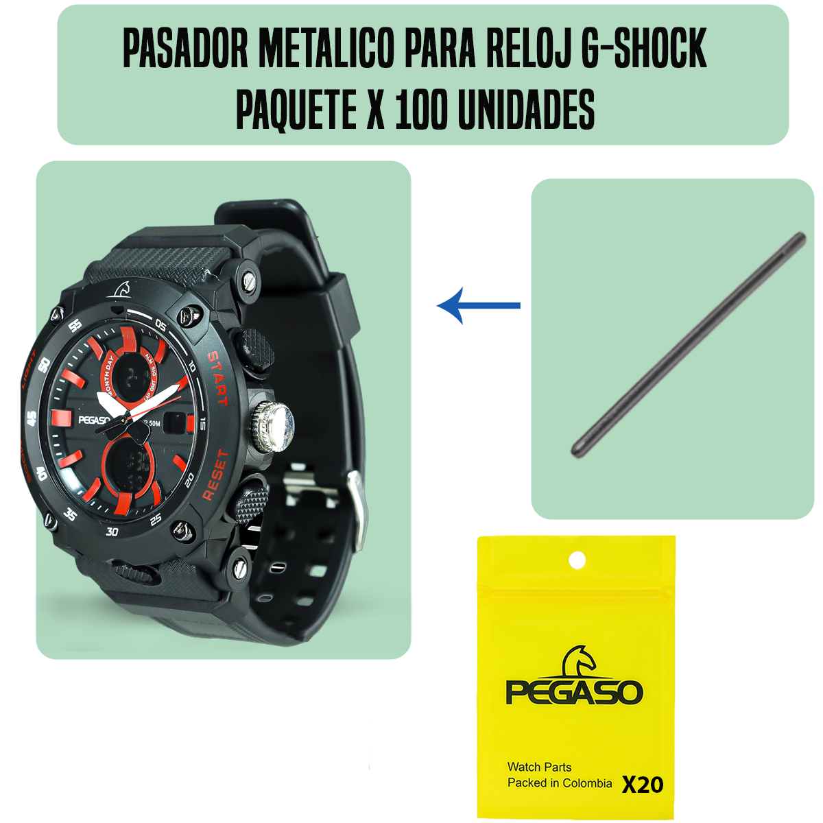 MP2110-B100-PASADOR METALICO PARA RELOJ G-SHOCK PAQUETE X 100 UNIDADES