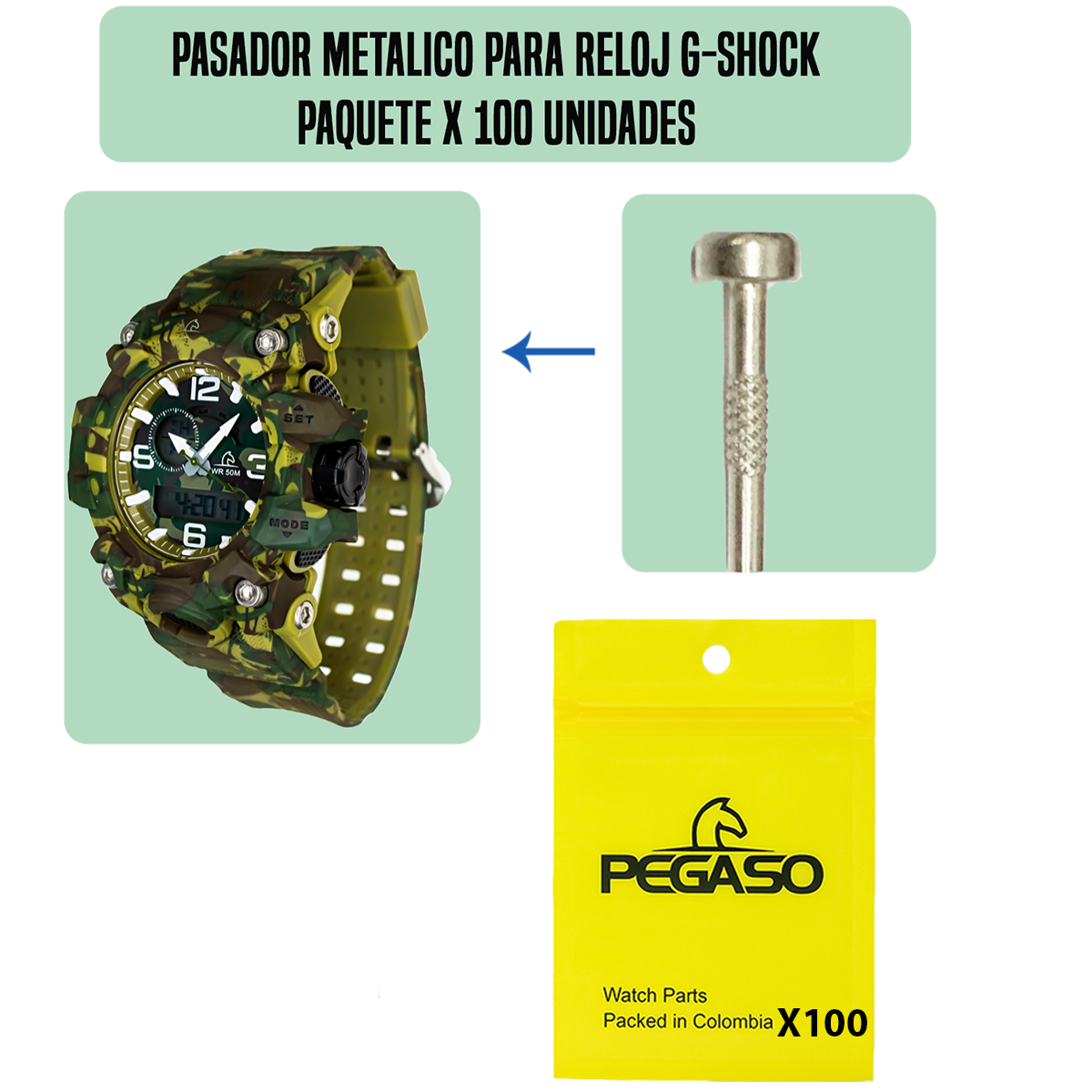 MP5014-B100-PASADOR METALICO PARA RELOJ G-SHOCK PAQUETE X 100 UNIDADES