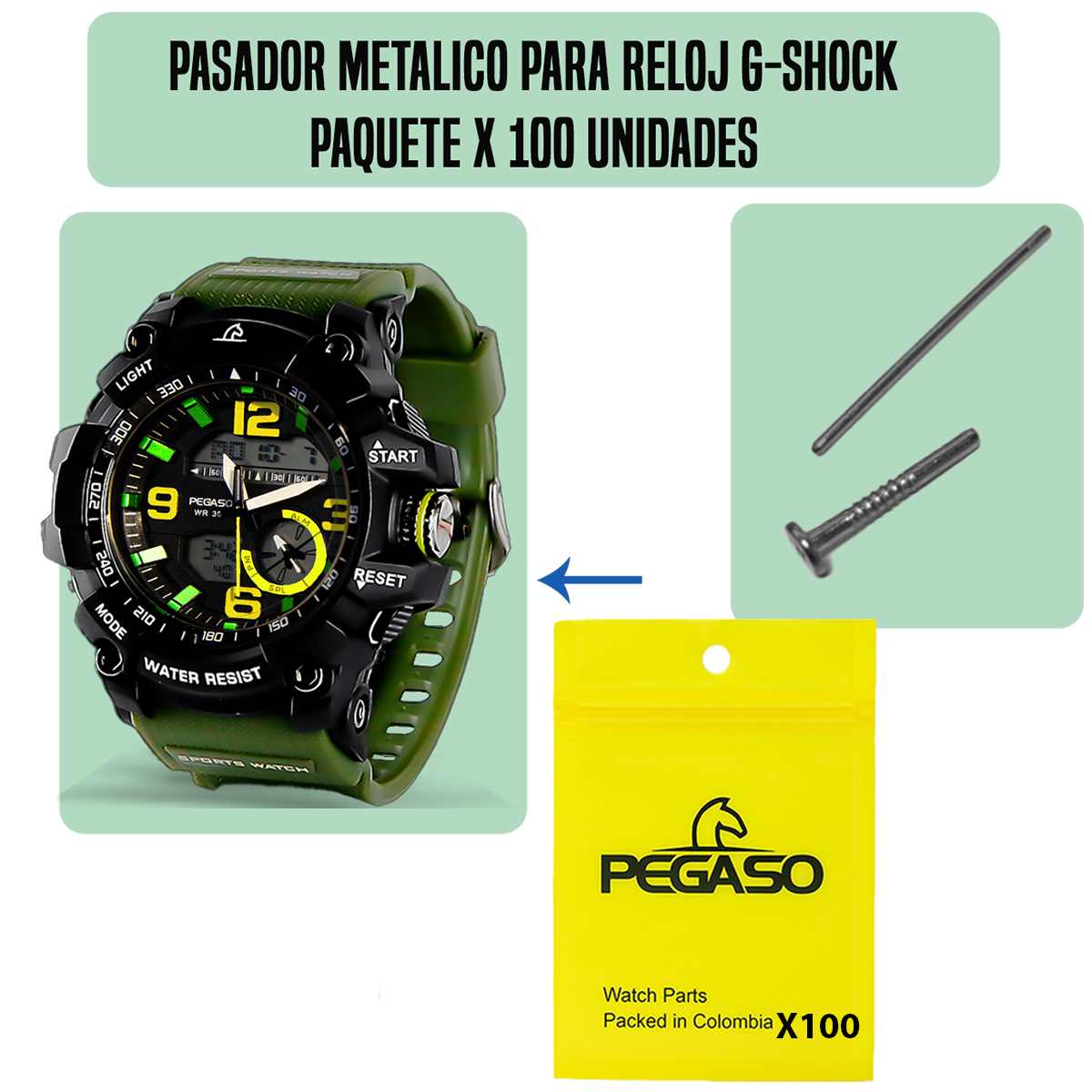 MP6009-B100-PASADOR METALICO PARA RELOJ G-SHOCK PAQUETE X 100 UNIDADES