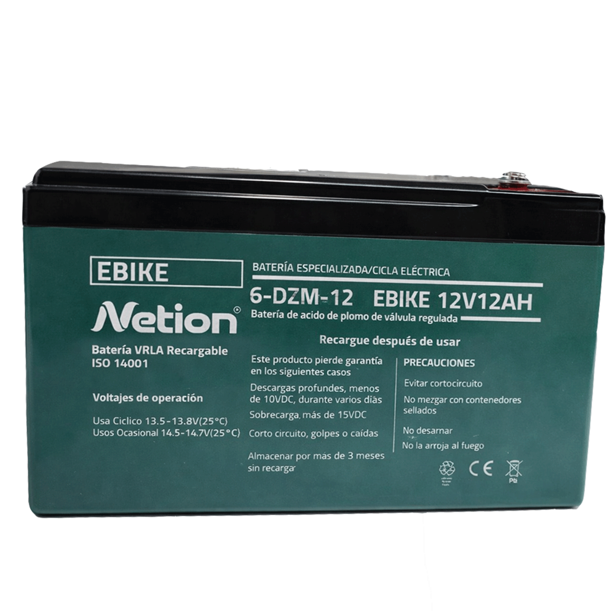 3812V12A-BATERIA NETION E-BIKE 12V-12AH VERDE