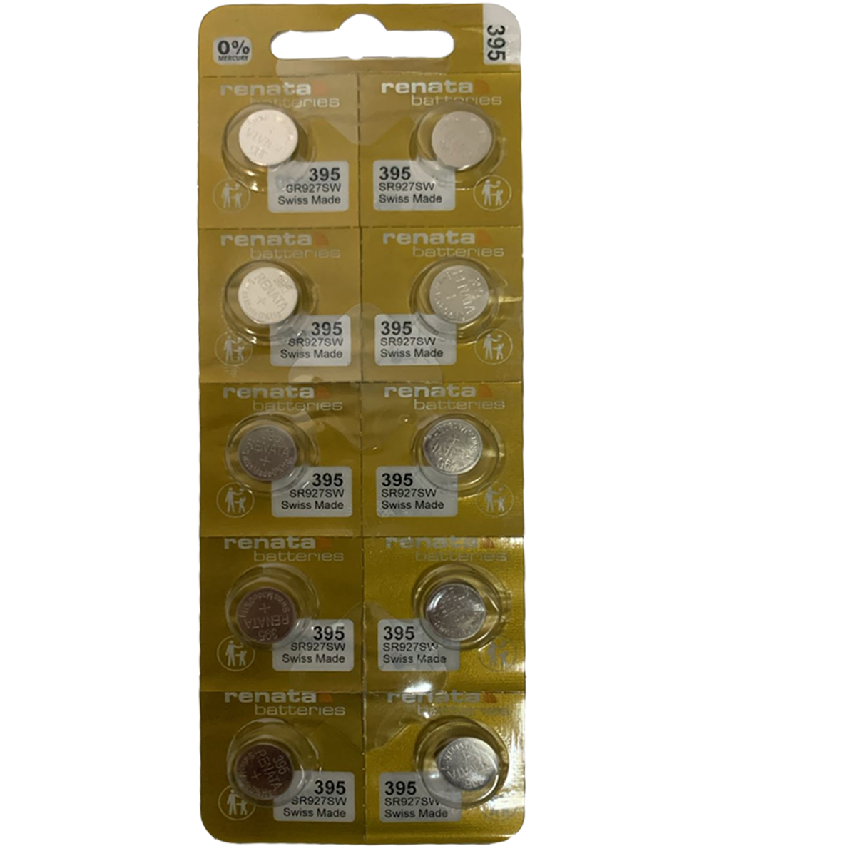 395-GSW-BATERIA RENATA DORADA OXIDO DE PLATA  60 %MAS DURACION BL X 10 ( 927 )