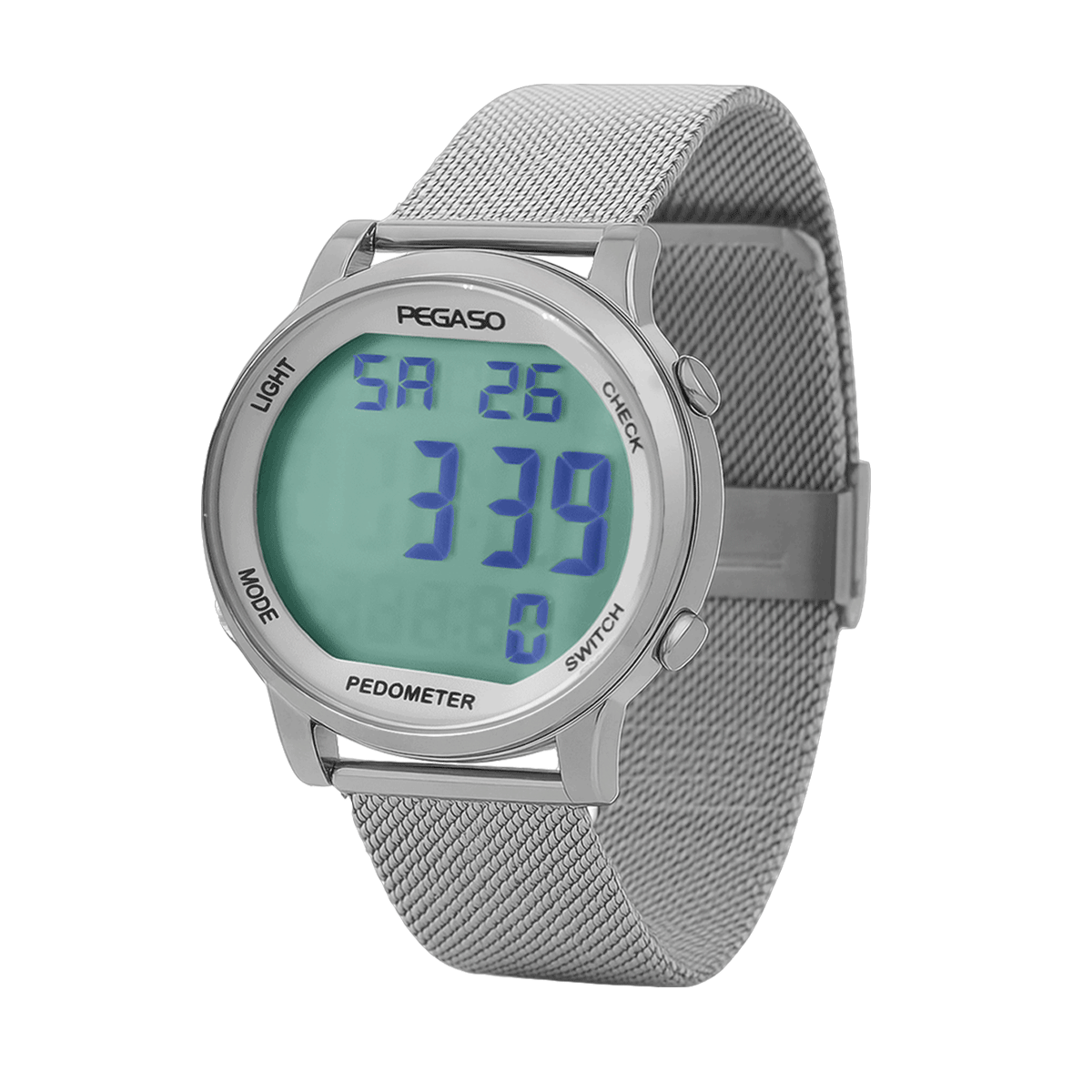 P2401S-RELOJ PEGASO DIGITAL ILLUMINATOR ACERO MALLA PLATEADO-M0707
