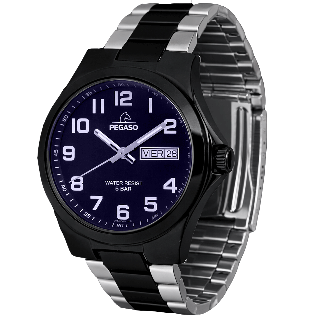 P6462SBK-RELOJ PEGASO P/M BIC. PAVONADO D/CALEND.-07012C