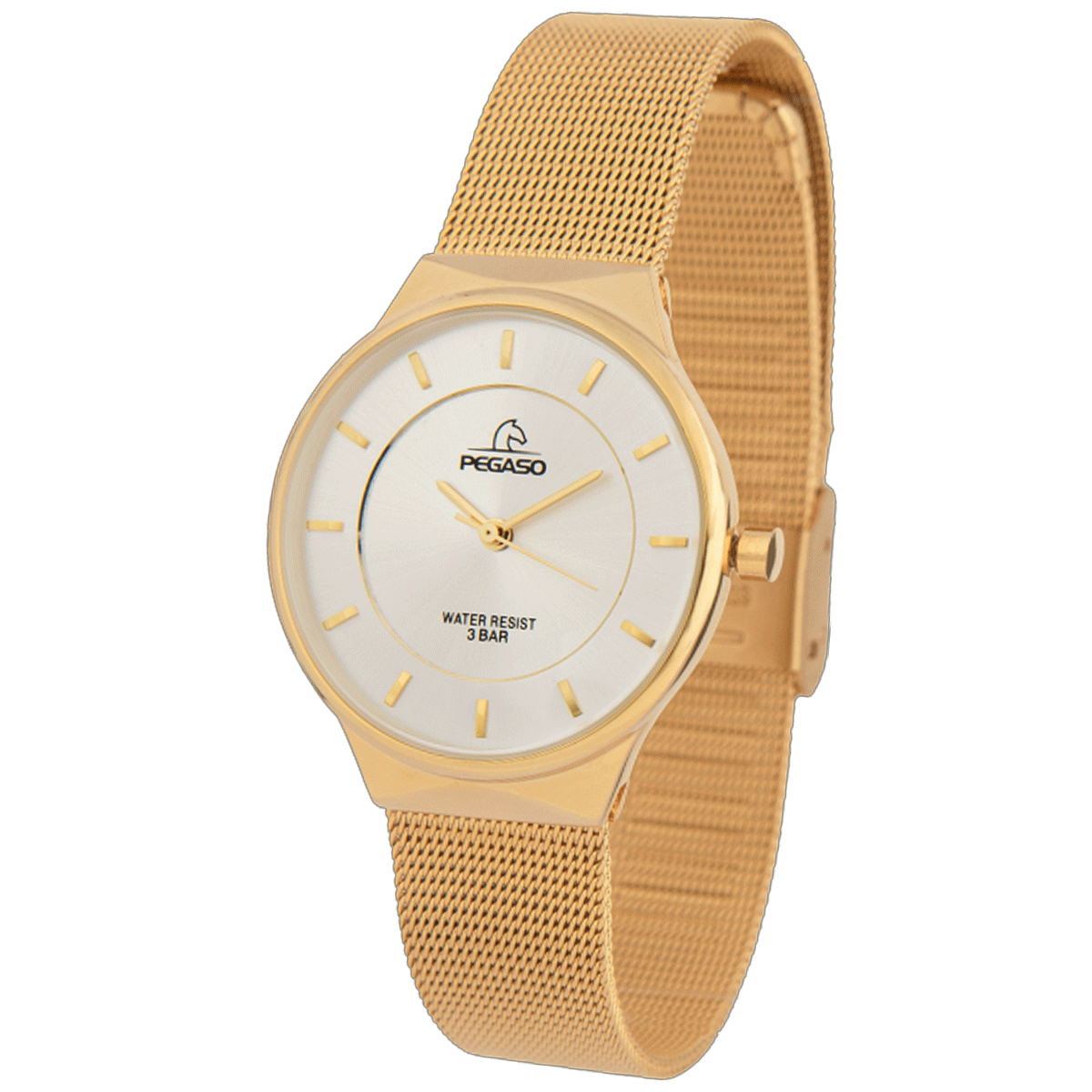 P6483G-RELOJ PEGASO FASHION MALLA DORADO-180701A