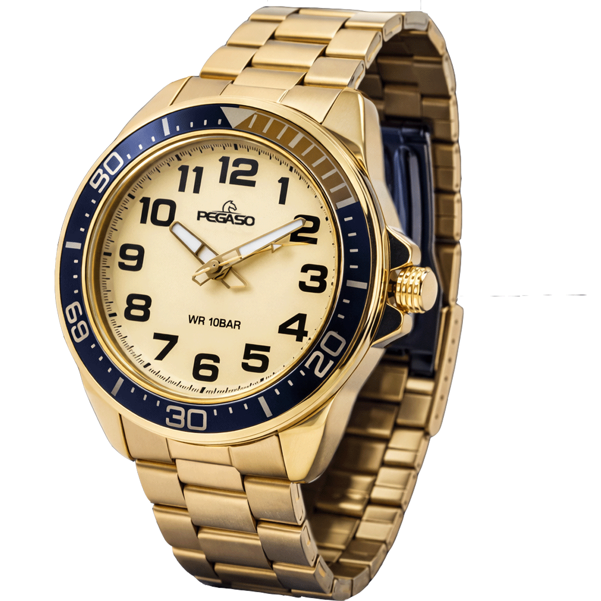 P6695G-RELOJ PEGASO P/M ACERO DORADO HOMBRE CON BISEL-181804A