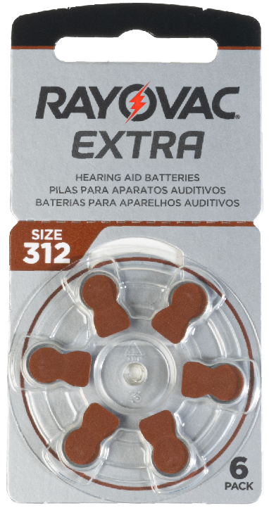 312AUX-6XELAT-BATERIA RAYOVAC AUDITIVA #312 BLISTER X 6 UNIDADES