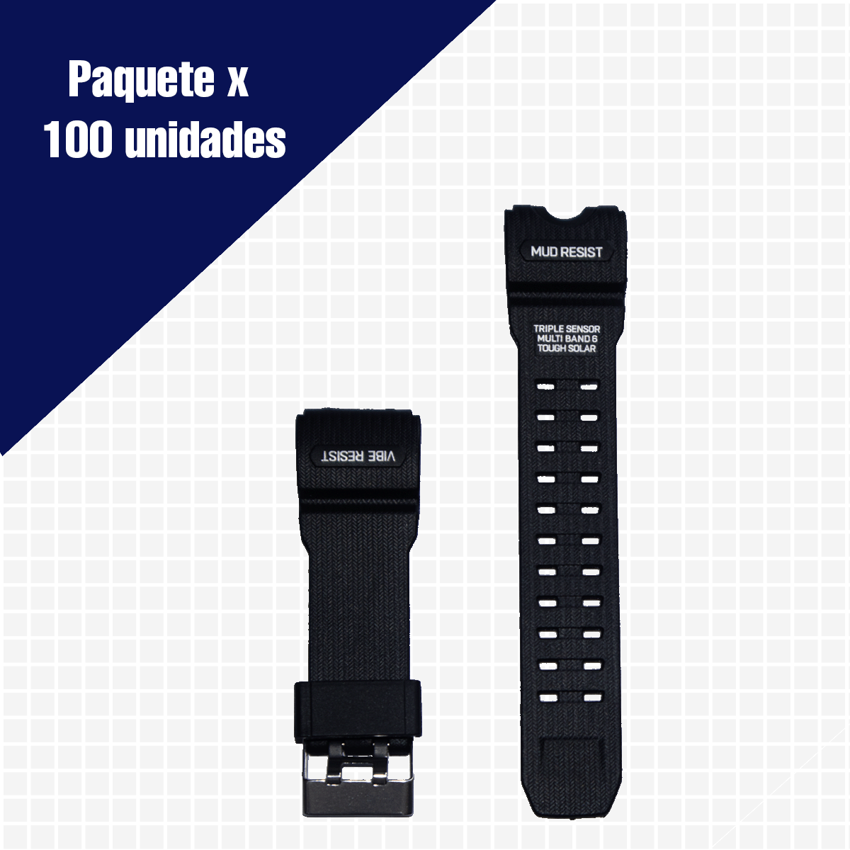 5016SP.24.1-100-PULSO PU NEGRO HEBILA METAL #24 PAQUETE POR 100 UNIDADES