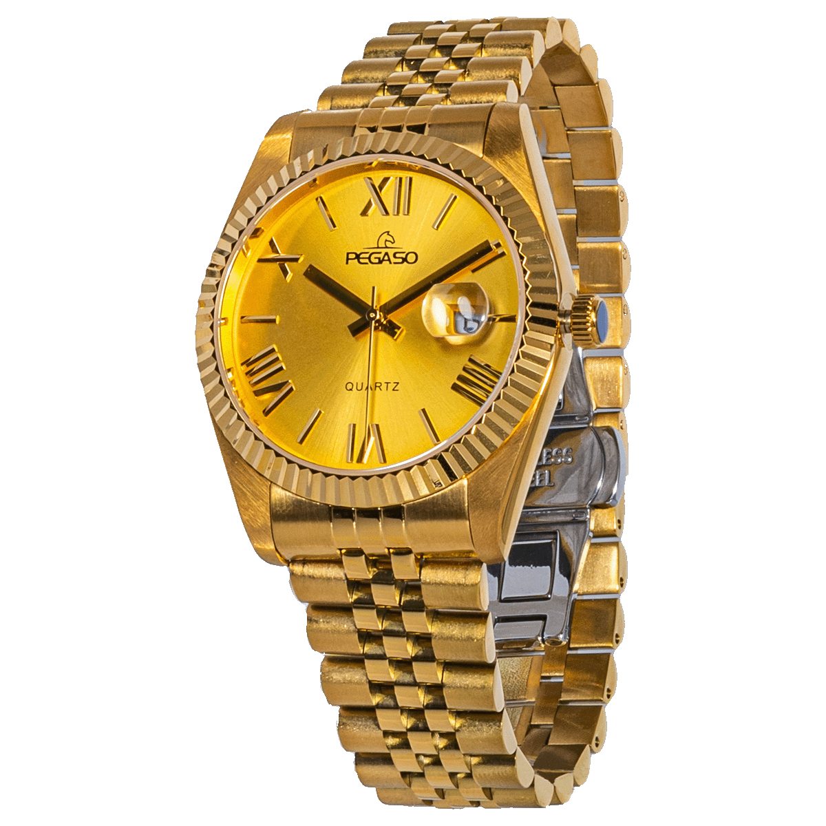 CT6203G-RELOJ PEGASO ACERO SOLIDO DORADO CALENDARIO HOMBRE-M18M181802B