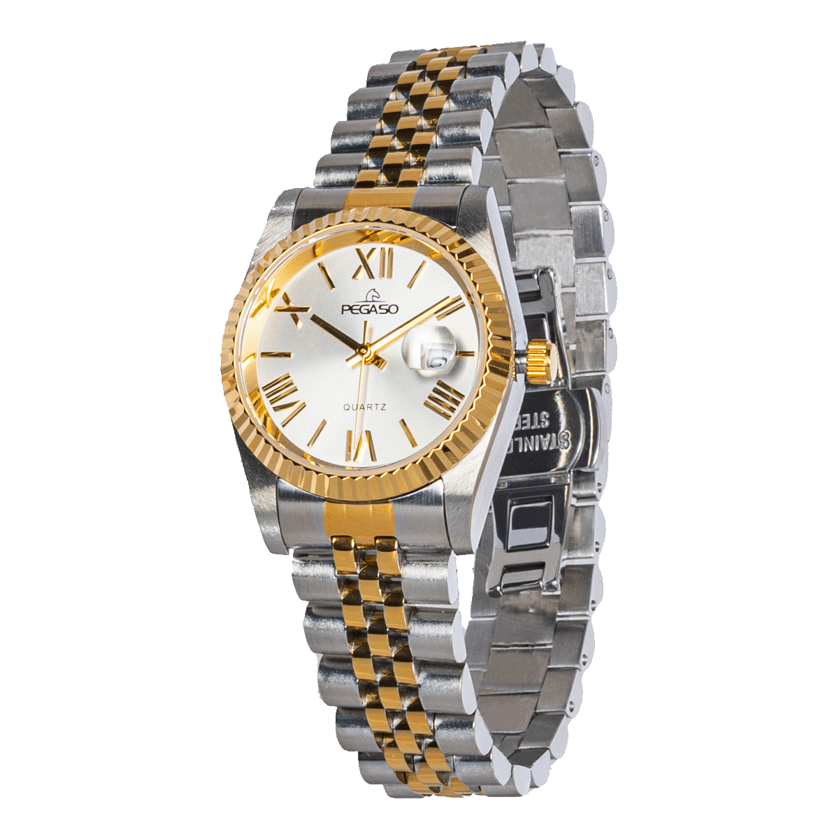 CT6203L-RELOJ PEGASO ACERO SOLIDO BICOLOR CALENDARIO DAMA-MG7MG70702B