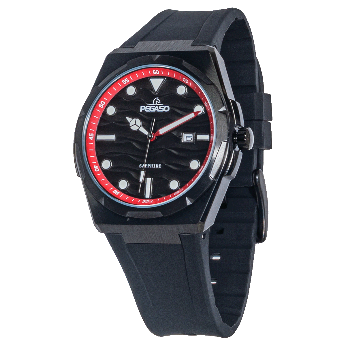 CT7013G-RELOJ PEGASO CAJA ACERO PAV.SOLIDO ZAFIRO PULSO SILICONA CALENDARIO H.-K01MBK0101B
